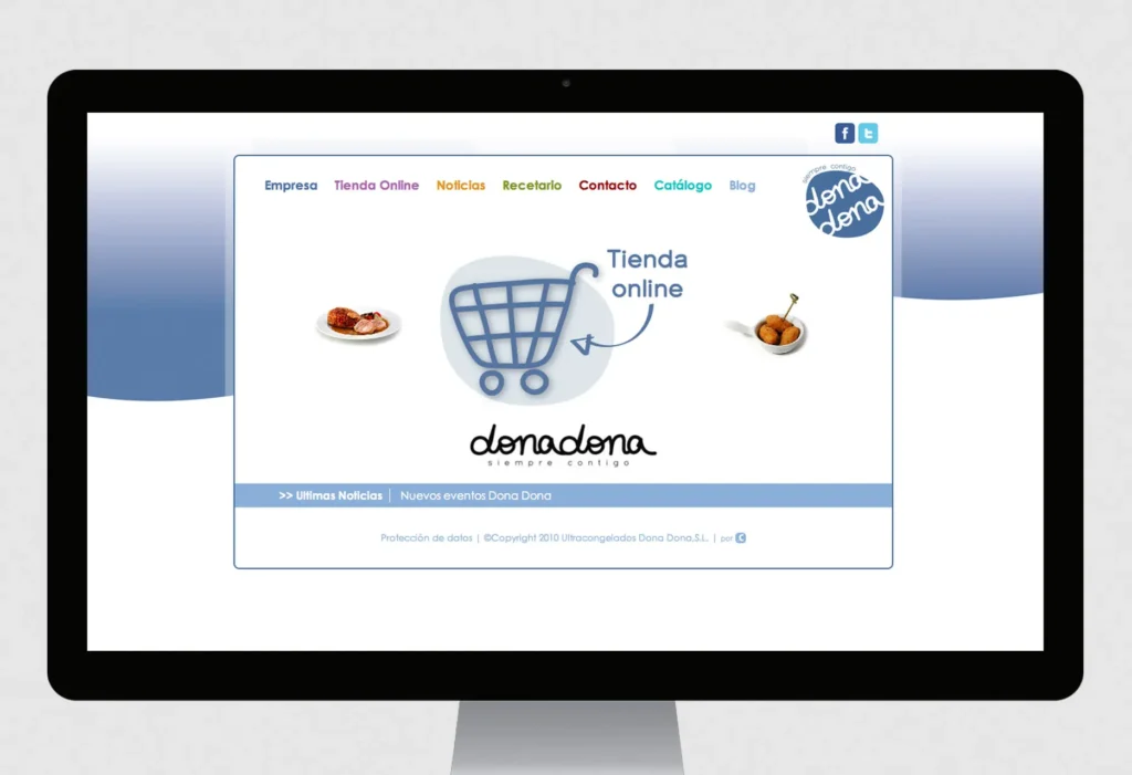 Pantalla de Inicio de la Tienda Online Ultracongelados Dona Dona