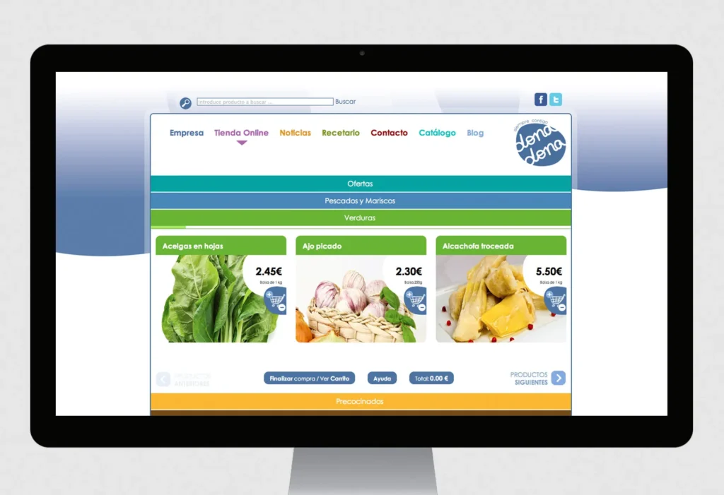 Pantalla de Productos de la Tienda Online Ultracongelados Dona Dona