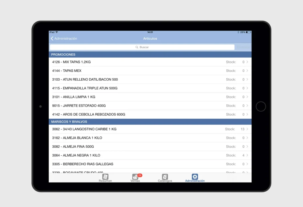 Pantalla de Administración de App reparto Dona Dona